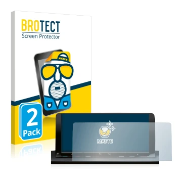 Parte frontal de un envase de producto con el logotipo de la marca BROTECT. Al lado se muestra el dispositivo Volkswagen Caddy