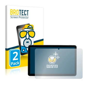 Parte frontal de un envase de producto con el logotipo de la marca BROTECT. Al lado se muestra el dispositivo MEDION Lifetab P