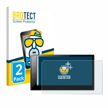 Parte frontal de un envase de producto con el logotipo de la marca BROTECT. Al lado se muestra el dispositivo Pioneer SPH-DA36