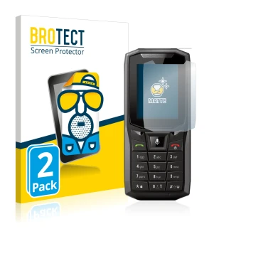 Parte frontal de un envase de producto con el logotipo de la marca BROTECT. Al lado se muestra el dispositivo Crosscall Core-S