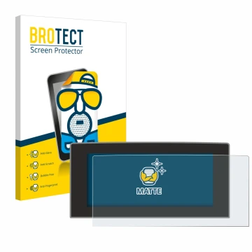 Parte frontal de un envase de producto con el logotipo de la marca BROTECT. Al lado se muestra el dispositivo Ford Focus 2022 