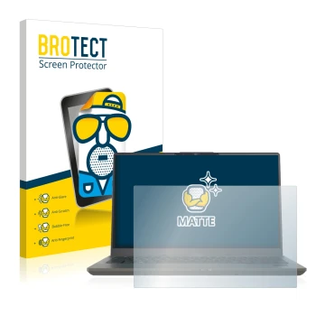 Parte frontal de un envase de producto con el logotipo de la marca BROTECT. Al lado se muestra el dispositivo Fujitsu Lifebook