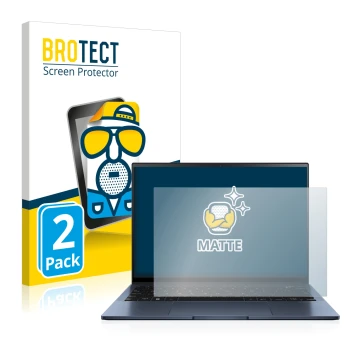 Parte frontal de un envase de producto con el logotipo de la marca BROTECT. Al lado se muestra el dispositivo ASUS ZenBook S13
