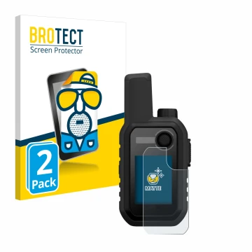 Parte frontal de un envase de producto con el logotipo de la marca BROTECT. Al lado se muestra el dispositivo Garmin Alpha 10 