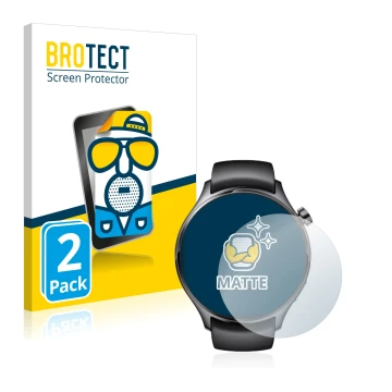 Parte frontal de un envase de producto con el logotipo de la marca BROTECT. Al lado se muestra el dispositivo Xiaomi Watch S1 