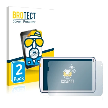 Parte frontal de un envase de producto con el logotipo de la marca BROTECT. Al lado se muestra el dispositivo Zebra ET45 10.1