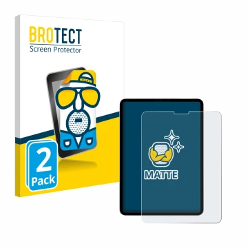 Parte frontal de un envase de producto con el logotipo de la marca BROTECT. Al lado se muestra el dispositivo Apple iPad Pro 1