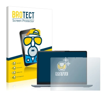 Parte frontal de un envase de producto con el logotipo de la marca BROTECT. Al lado se muestra el dispositivo Lenovo IdeaPad F