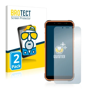 Parte frontal de un envase de producto con el logotipo de la marca BROTECT. Al lado se muestra el dispositivo Ulefone Power Ar