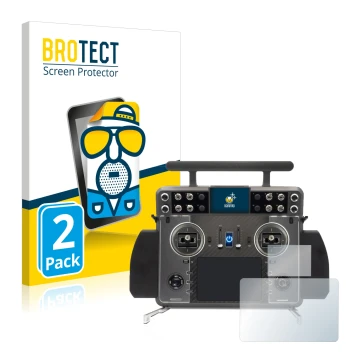Parte frontal de un envase de producto con el logotipo de la marca BROTECT. Al lado se muestra el dispositivo FrSky Tandem XE 