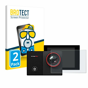 Parte frontal de un envase de producto con el logotipo de la marca BROTECT. Al lado se muestra el dispositivo Akaso EK7000 Pro