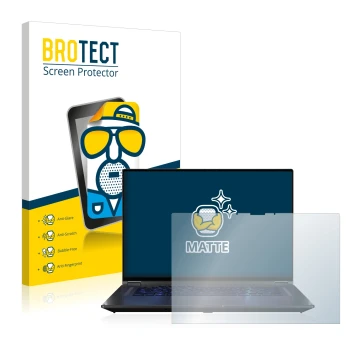 Parte frontal de un envase de producto con el logotipo de la marca BROTECT. Al lado se muestra el dispositivo ASUS ROG Flow X1