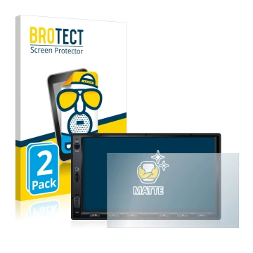 Parte frontal de un envase de producto con el logotipo de la marca BROTECT. Al lado se muestra el dispositivo Atoto S8 Standar