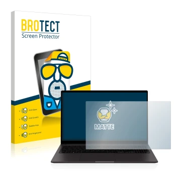 Parte frontal de un envase de producto con el logotipo de la marca BROTECT. Al lado se muestra el dispositivo Samsung Galaxy B
