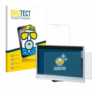Parte frontal de un envase de producto con el logotipo de la marca BROTECT. Al lado se muestra el dispositivo Siemens Simatic 