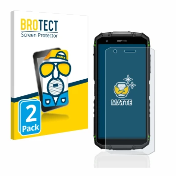 Parte frontal de un envase de producto con el logotipo de la marca BROTECT. Al lado se muestra el dispositivo Doogee S41 Pro c