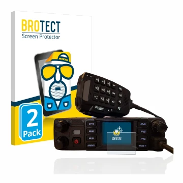 Parte frontal de un envase de producto con el logotipo de la marca BROTECT. Al lado se muestra el dispositivo AnyTone AT-D578U