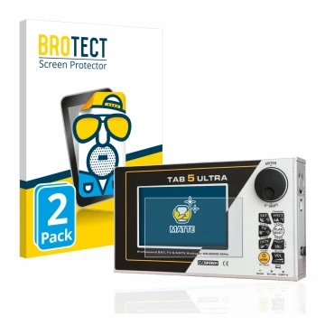 Parte frontal de un envase de producto con el logotipo de la marca BROTECT. Al lado se muestra el dispositivo Rover TAB 5 ULTR