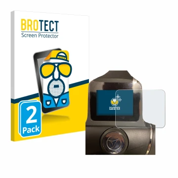 Parte frontal de un envase de producto con el logotipo de la marca BROTECT. Al lado se muestra el dispositivo Motocaddy M1 DHC