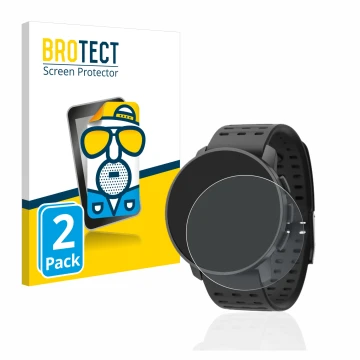 Parte frontal de un envase de producto con el logotipo de la marca BROTECT. Al lado se muestra el dispositivo Suunto 9 Peak Pr