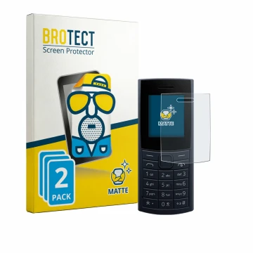 Parte frontal de un envase de producto con el logotipo de la marca BROTECT. Al lado se muestra el dispositivo Nokia 110 4G (20
