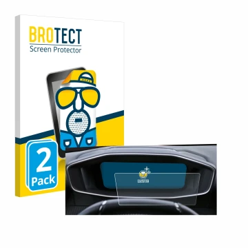 Parte frontal de un envase de producto con el logotipo de la marca BROTECT. Al lado se muestra el dispositivo Peugeot 2008 202