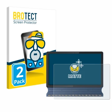 Parte frontal de un envase de producto con el logotipo de la marca BROTECT. Al lado se muestra el dispositivo Lenovo IdeaPad D
