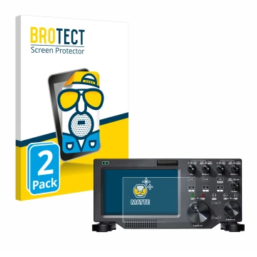 Parte frontal de un envase de producto con el logotipo de la marca BROTECT. Al lado se muestra el dispositivo FlexRadio Maestr