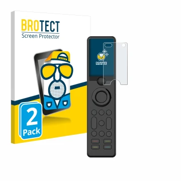 Parte frontal de un envase de producto con el logotipo de la marca BROTECT. Al lado se muestra el dispositivo Sofabaton X1 con