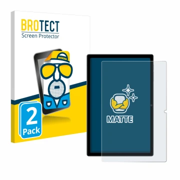 Parte frontal de un envase de producto con el logotipo de la marca BROTECT. Al lado se muestra el dispositivo Blackview Tab 15