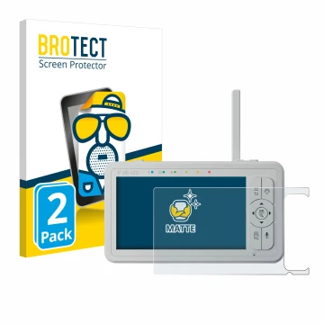 Parte frontal de un envase de producto con el logotipo de la marca BROTECT. Al lado se muestra el dispositivo Babysense HD S2 