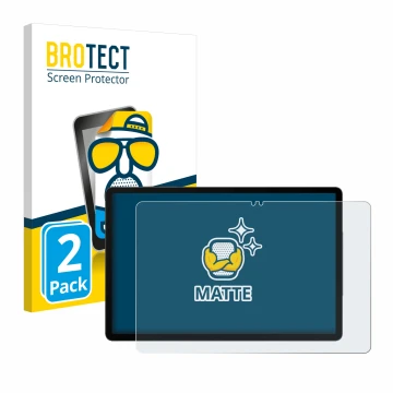 Parte frontal de un envase de producto con el logotipo de la marca BROTECT. Al lado se muestra el dispositivo Samsung Galaxy T