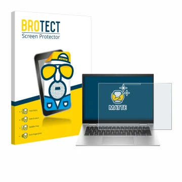 Parte frontal de un envase de producto con el logotipo de la marca BROTECT. Al lado se muestra el dispositivo HP EliteBook x36