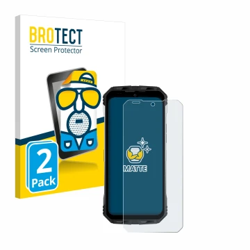 Parte frontal de un envase de producto con el logotipo de la marca BROTECT. Al lado se muestra el dispositivo Doogee S100 Pro 