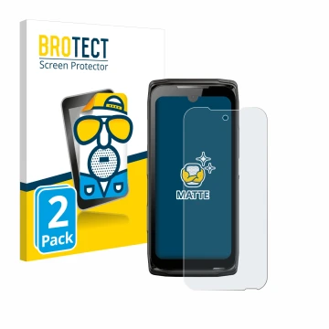 Parte frontal de un envase de producto con el logotipo de la marca BROTECT. Al lado se muestra el dispositivo Crosscall Core-Z