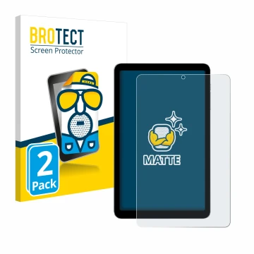 Parte frontal de un envase de producto con el logotipo de la marca BROTECT. Al lado se muestra el dispositivo Alldocube iPlay 