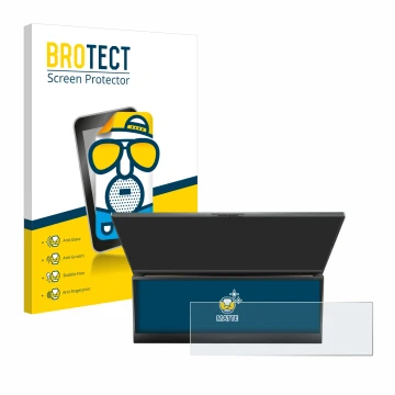 Parte frontal de un envase de producto con el logotipo de la marca BROTECT. Al lado se muestra el dispositivo ASUS ROG Zephyru