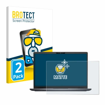 Parte frontal de un envase de producto con el logotipo de la marca BROTECT. Al lado se muestra el dispositivo Dell Latitude 73