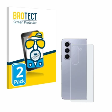 Parte frontal de un envase de producto con el logotipo de la marca BROTECT. Al lado se muestra el dispositivo Samsung Galaxy Z