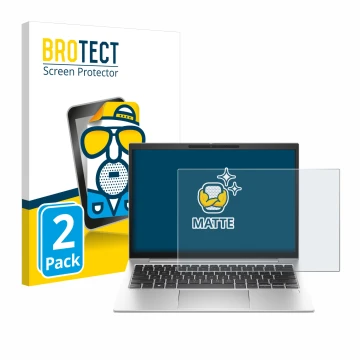 Parte frontal de un envase de producto con el logotipo de la marca BROTECT. Al lado se muestra el dispositivo HP EliteBook 835