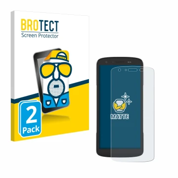 Parte frontal de un envase de producto con el logotipo de la marca BROTECT. Al lado se muestra el dispositivo Zebra TC27 con s