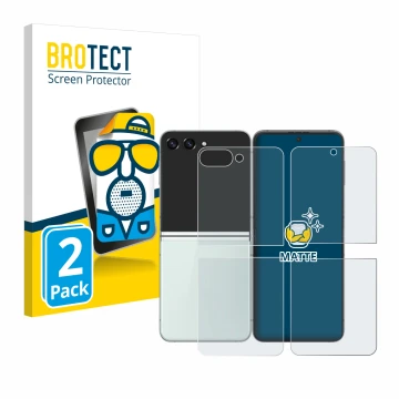 Parte frontal de un envase de producto con el logotipo de la marca BROTECT. Al lado se muestra el dispositivo Samsung Galaxy Z