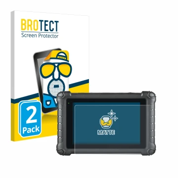 Parte frontal de un envase de producto con el logotipo de la marca BROTECT. Al lado se muestra el dispositivo Autel MaxiDAS DS