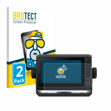 Parte frontal de un envase de producto con el logotipo de la marca BROTECT. Al lado se muestra el dispositivo Garmin ECHOMAP U