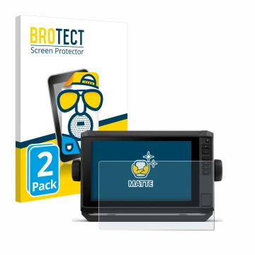Parte frontal de un envase de producto con el logotipo de la marca BROTECT. Al lado se muestra el dispositivo Garmin ECHOMAP U