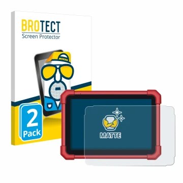 Parte frontal de un envase de producto con el logotipo de la marca BROTECT. Al lado se muestra el dispositivo Launch X-431 Eur