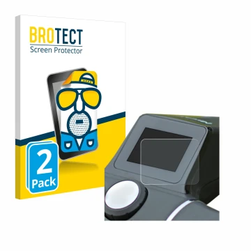 Parte frontal de un envase de producto con el logotipo de la marca BROTECT. Al lado se muestra el dispositivo Motocaddy M7 Rem