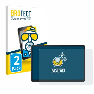 Parte frontal de un envase de producto con el logotipo de la marca BROTECT. Al lado se muestra el dispositivo Huawei MatePad 1