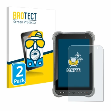 Parte frontal de un envase de producto con el logotipo de la marca BROTECT. Al lado se muestra el dispositivo Juniper Systems 