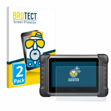 Parte frontal de un envase de producto con el logotipo de la marca BROTECT. Al lado se muestra el dispositivo Autel MaxiCheck 